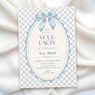 Classic blue ribbon invitation