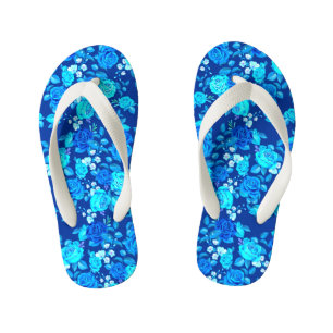Classic Blue Rose Flowers Pattern-87600 Kid's Thongs
