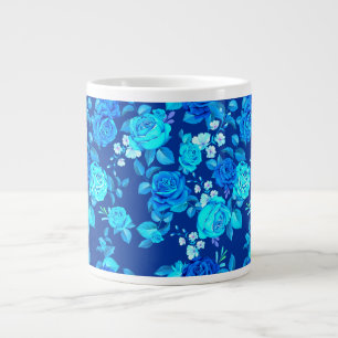 Classic Blue Rose Flowers Pattern-87600 Large Coffee Mug