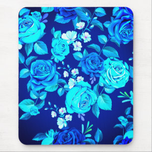 Classic Blue Rose Flowers Pattern-87600 Mouse Pad