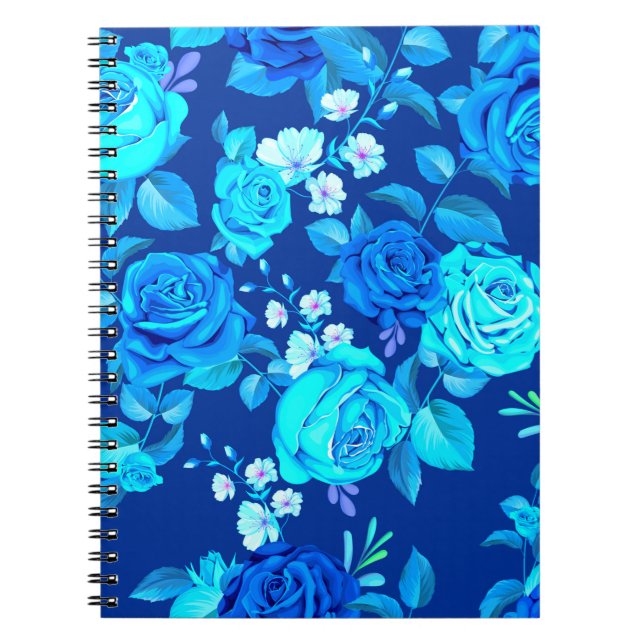 Classic Blue Rose Flowers Pattern-87600 Notebook (Front)