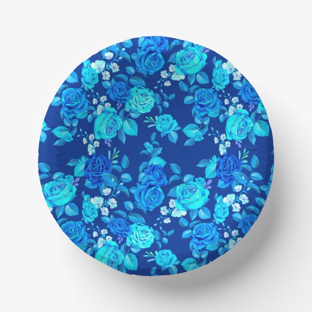 Classic Blue Rose Flowers Pattern-87600 Paper Plate (Front)