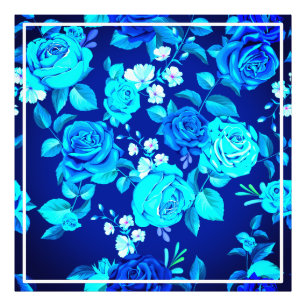 Classic Blue Rose Flowers Pattern-87600 Photo Print