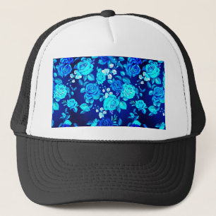 Classic Blue Rose Flowers Pattern-87600 Trucker Hat
