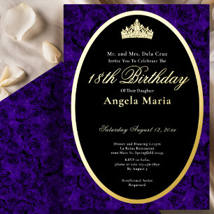 Classic Blue Roses 18th Birthday Debut Gold