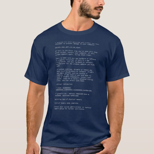 Classic Blue Screen of Death T-Shirt (Front)