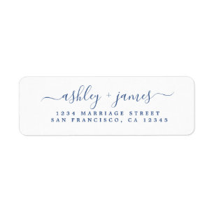 Classic Blue Script Chic Return Address Label