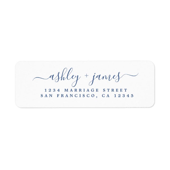 Classic Blue Script Chic Return Address Return Address Label (Front)