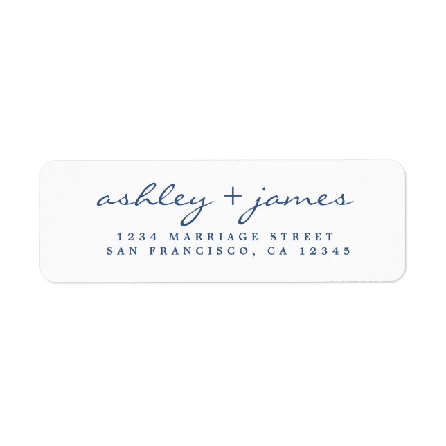 Classic Blue Script Return Address Label (Front)