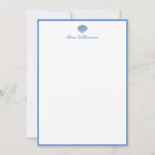 Classic Blue Seashell Personalised Stationery Card