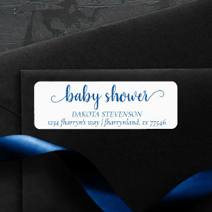 Classic Blue Shower   Cool Cerulean Return Address Label