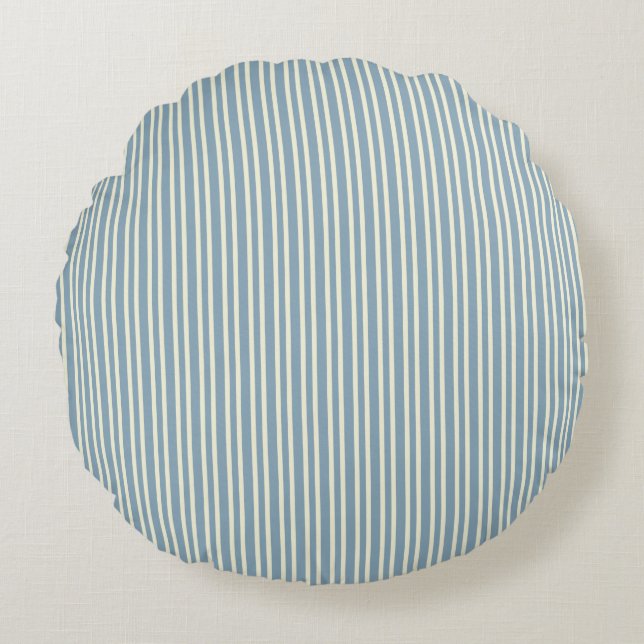 Classic Blue Stripe Accent Round Pillow (Front)