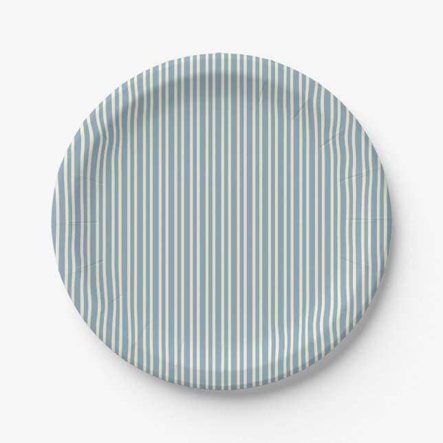 Classic Blue Stripe Paper Plate (Front)