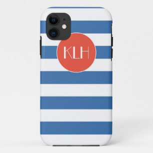 Classic Blue Stripes Cabana style iPhone 11 Case