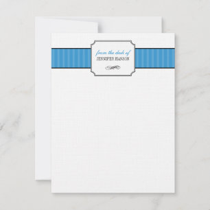 Classic blue stripes from the desk of stationery card