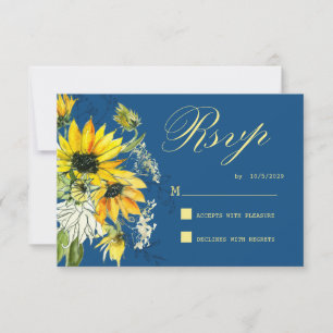 Classic Blue Sunflower Response Card 