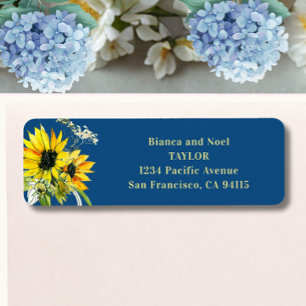 Classic Blue Sunflower Return Address Labels