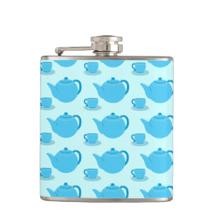 Classic Blue Teapot Hip Flask