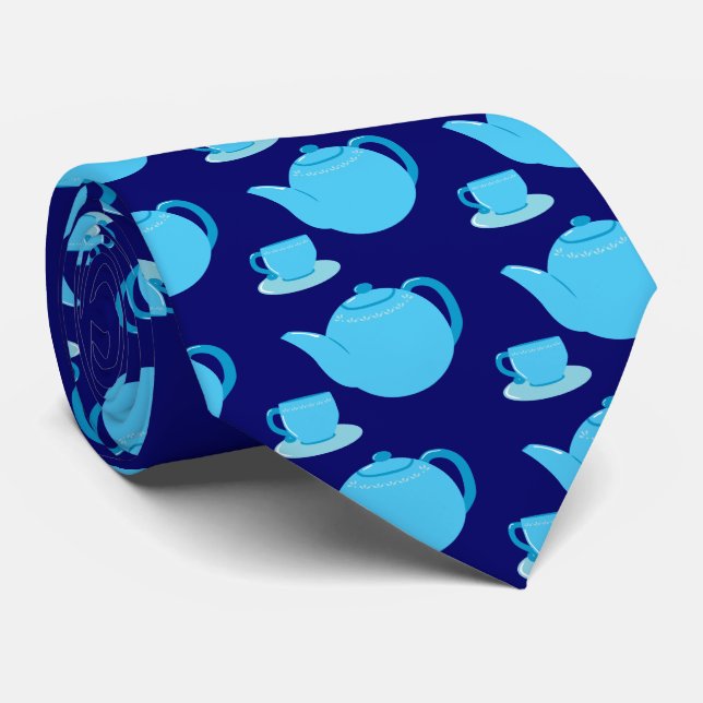 Classic Blue Teapot Tie (Rolled)