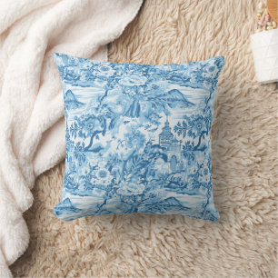 Classic Blue Toile Landscape Cushion