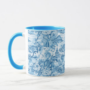 Classic Blue Toile Landscape Mug
