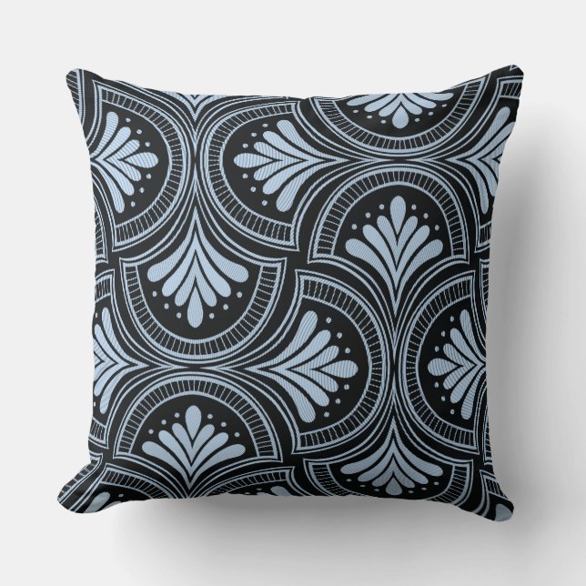 Classic Blue Tribal Pattern Throw Pillow (Front)