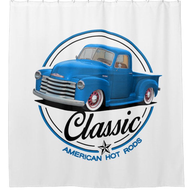 Classic Blue Truck Shower Curtain (Front)