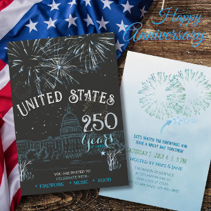 Classic Blue US 250 Years Fireworks Invitation