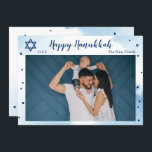 Classic Blue Watercolor Gold Happy Hanukkah Photo Holiday Card<br><div class="desc">Classic Blue Watercolor Gold Happy Hanukkah Photo Holiday Card</div>