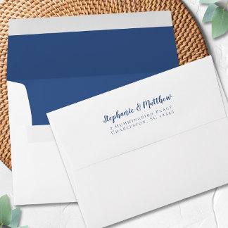 Classic Blue Wedding Blue Return Address White Envelope