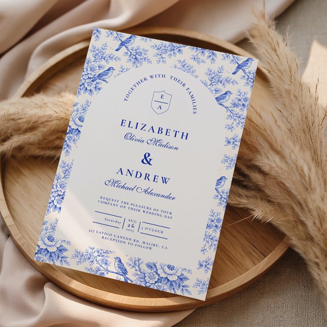 Classic Blue White Chinoiserie Wedding Invitation (Creator Uploaded)