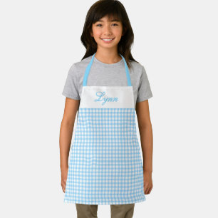 Classic Blue & White Gingham   Personalized Name Apron