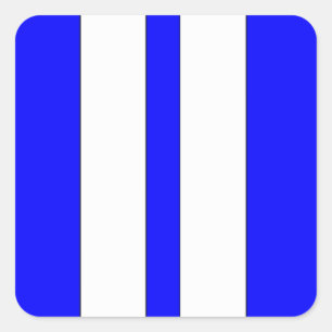 Classic Blue & White Retro Car Racing Stripes Square Sticker