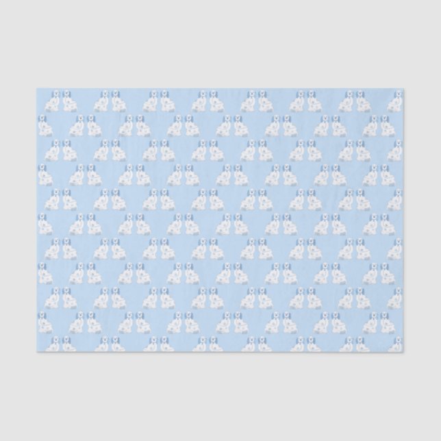 Classic Blue & White Staffordshire Spaniel Dogs Tissue Paper (Front)