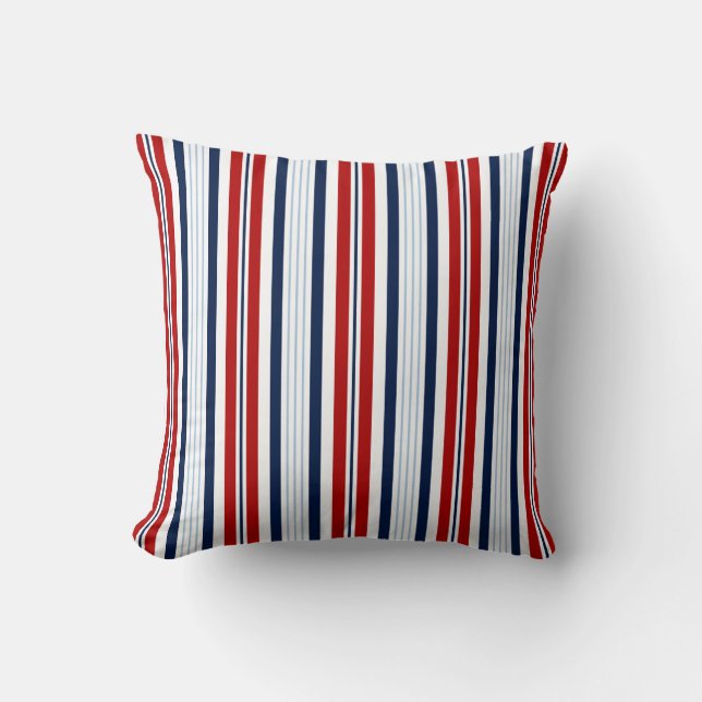 Classic Blue & White Striped Nautical Cushion (Front)