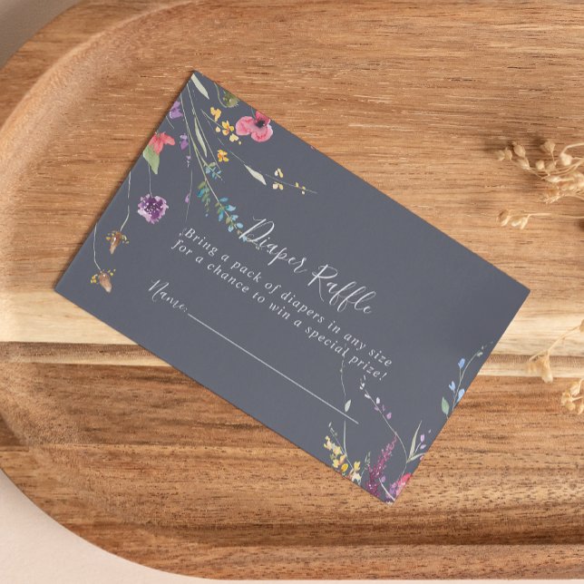 Classic Blue Wild Floral Diaper Raffle Ticket Enclosure Card (Creator Uploaded)