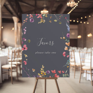 Classic Blue Wild Floral Favours Sign