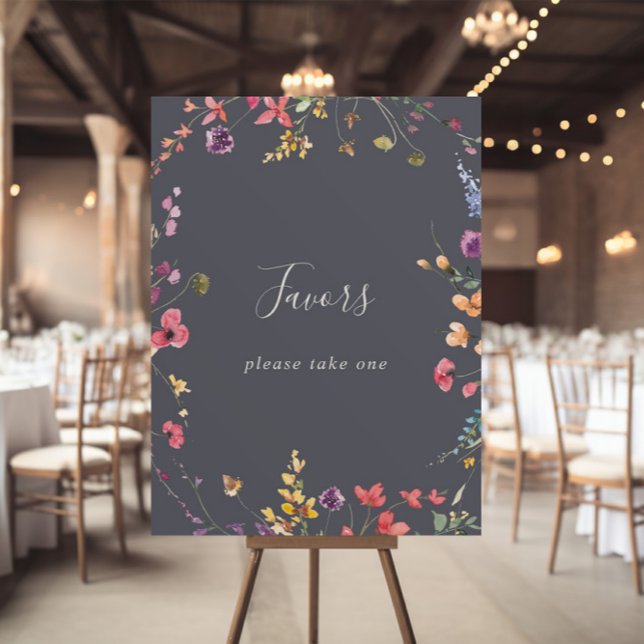 Classic Blue Wild Floral Favours Sign (Creator Uploaded)