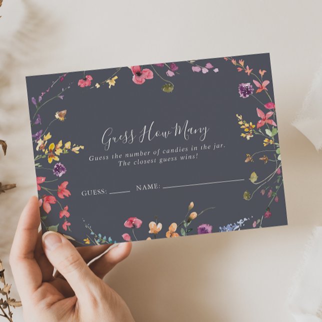 Classic Blue Wild Floral Guess How Many Game Card (Creator Uploaded)