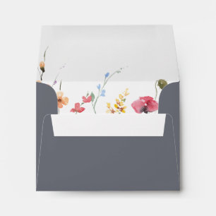 Classic Blue Wild Floral Self-Addressed RSVP Envelope