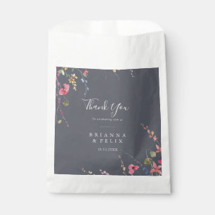 Classic Blue Wild Floral Thank You Wedding  Favour Bag