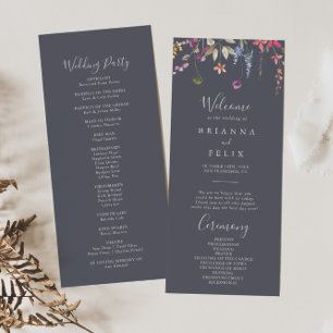 Classic Blue Wild Floral Wedding Program