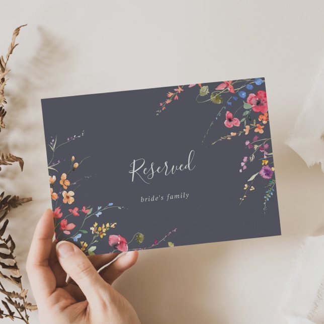 Classic Blue Wild Floral Wedding Reserved Sign (Creator Uploaded)