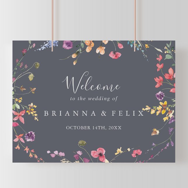 Classic Blue Wild Floral Wedding Welcome  Poster (Creator Uploaded)
