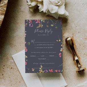 Classic Blue Wild Wedding Menu Choice RSVP