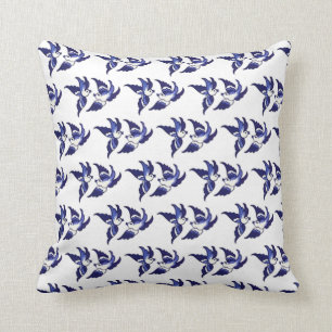 Classic Blue Willow Bird Design Cushion