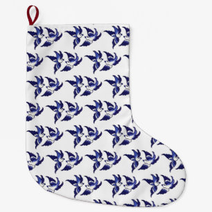 Classic Blue Willow Birds Design Large Christmas Stocking