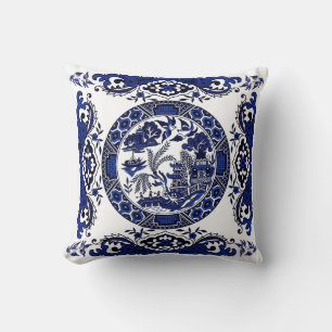 Classic Blue Willow China Design Cushion