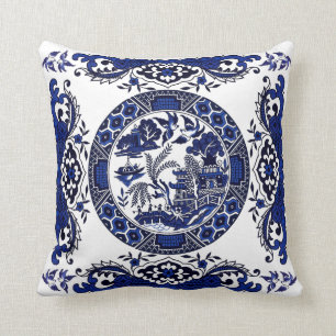 Classic Blue Willow China Design Cushion