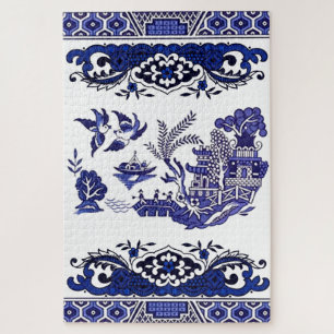 Classic Blue Willow China Design Jigsaw Puzzle